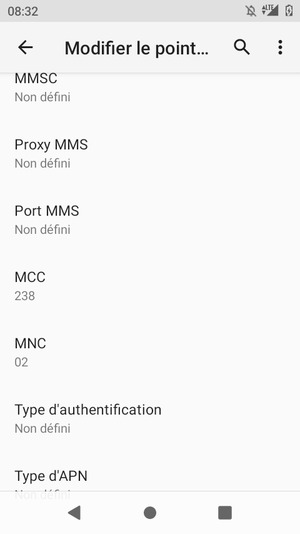 Faites défiler vers le bas et saisissez les informations MMS
