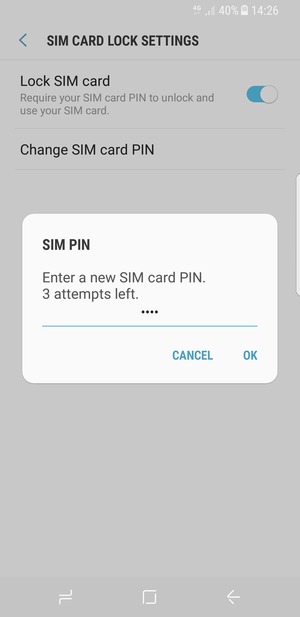 Enter your New SIM card PIN and select OK