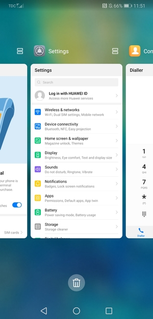 Select the Delete  icon to close all running apps