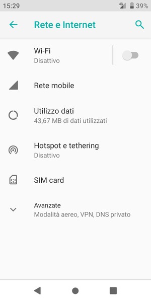 Seleziona Hotspot e tethering