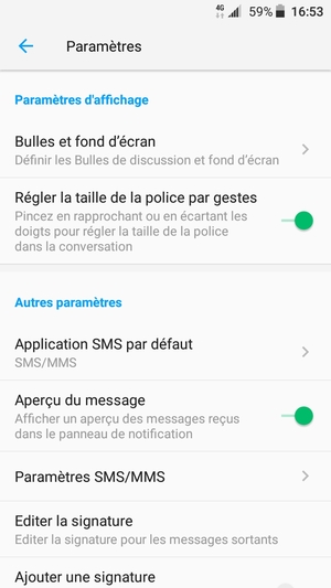 Sélectionnez Paramètres SMS/MMS
