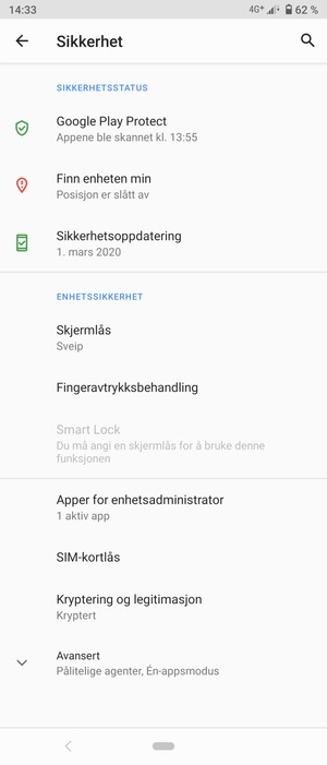 Velg Skjermlås
