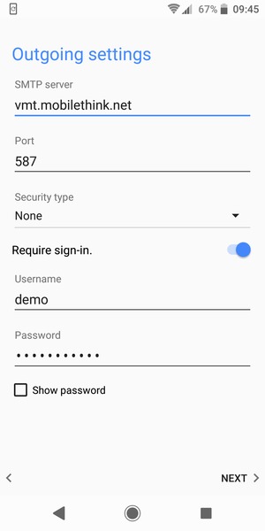 Enter Outgoing server address