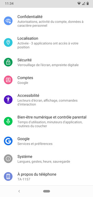 Faites défiler et sélectionnez Sécurité