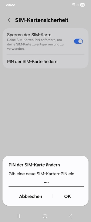 Geben Sie Ihre Neue SIM-Karten PIN ein und wählen Sie OK