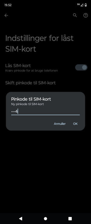 Indtast din Nye pinkode til SIM-kort og vælg OK