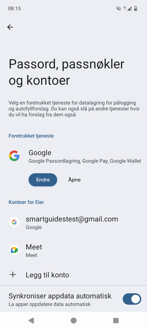 Velg din Google-konto