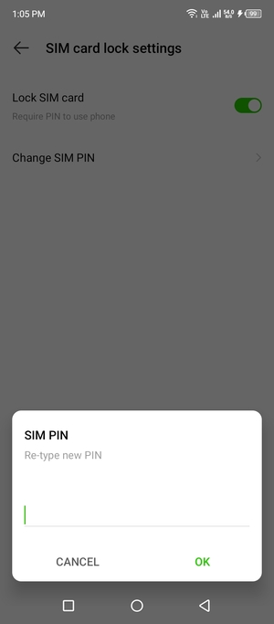 Confirm your new SIM PIN and select OK