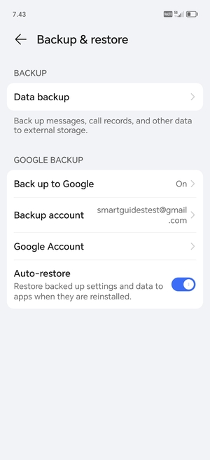 Select Backup account