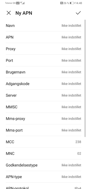 Indtast internet-oplysninger