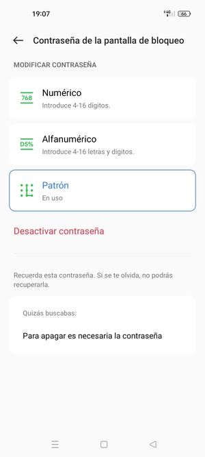 El teléfono ha sido asegurado con un bloqueo de pantalla