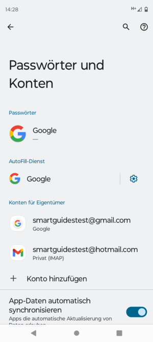 Wählen Sie Ihr Google Konto