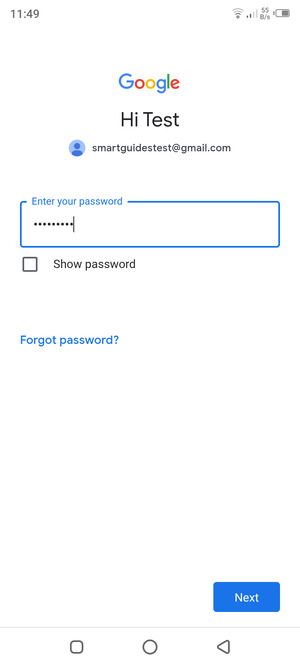 Enter your password and select Next