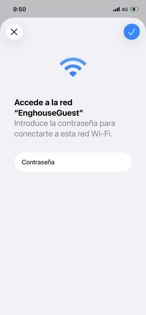 Introduzca la contraseña de Wi-Fi y seleccione Aceptar