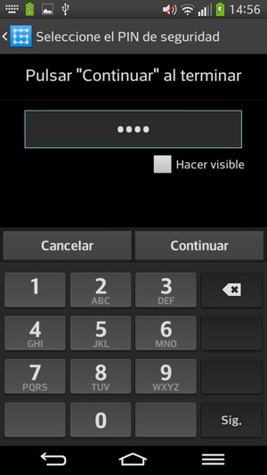 Introduzca un PIN de copia de seguridad y seleccione Continuar