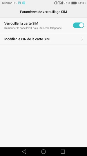 Sélectionnez Modifier le PIN de la carte SIM