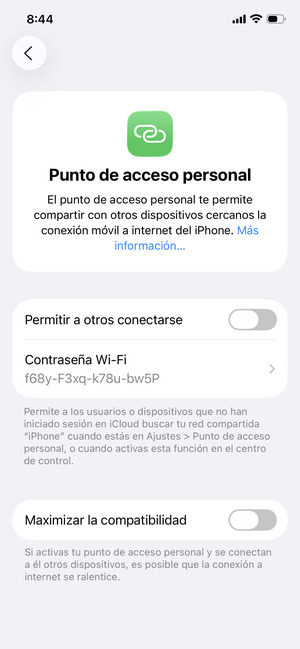 Active Permitir a otros conectarse