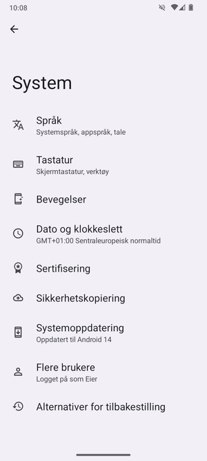 Velg Systemoppdatering