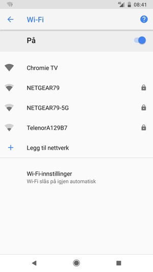 Velg det trådløse nettverket du vil koble til