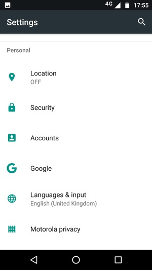 Scroll to and select Security