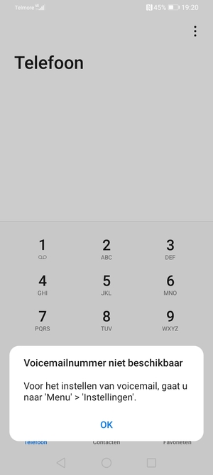 Als uw voicemail niet geïnstalleerd is, selecteert u OK