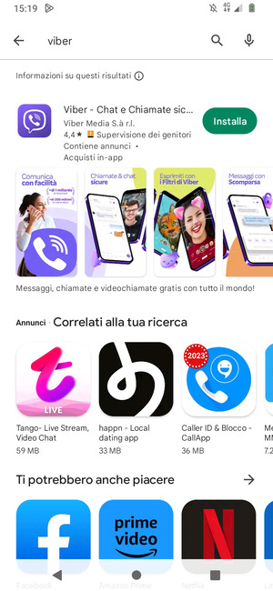 Seleziona l'applicazione