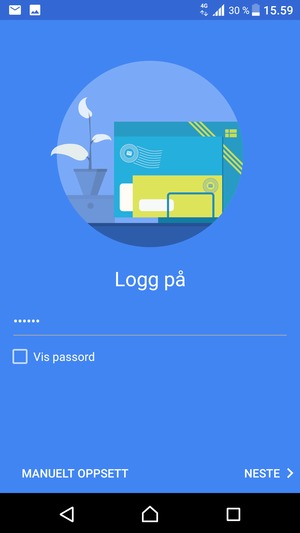Skriv inn passord og velg MANUELT OPPSETT