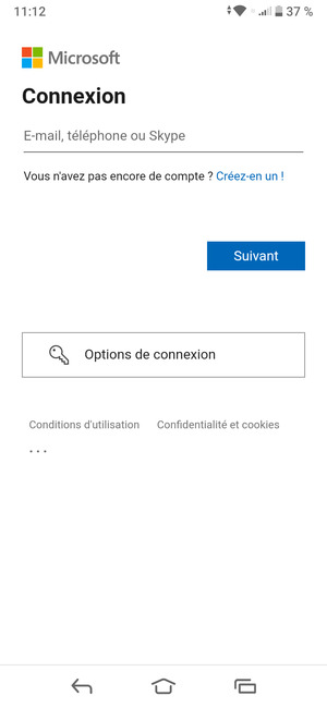 Saisissez votre adresse e-mail et sélectionnez Suivant