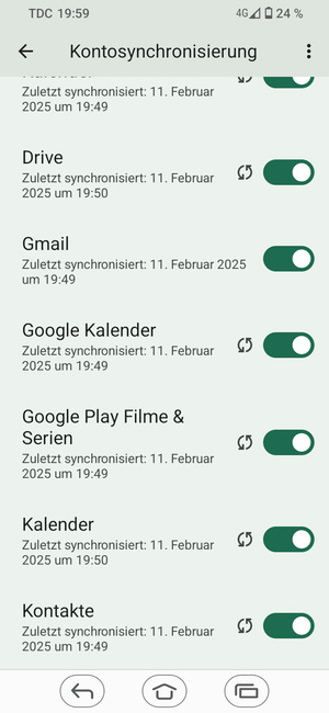 Stellen Sie sicher, dass Kontakte ausgewählt ist
