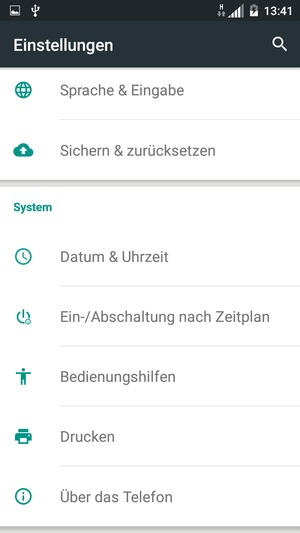 Scrollen Sie und wählen Sie Über das
Telefon