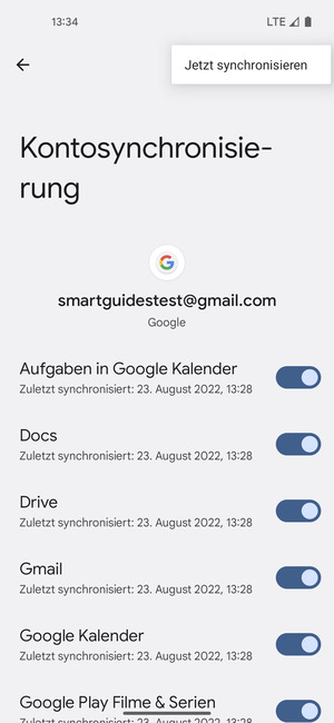 Wählen Sie Jetzt synchronisieren