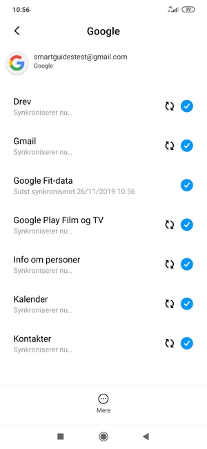 Dine oplysninger vil blive synkroniseret