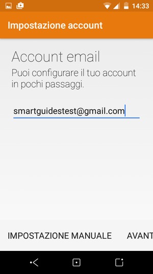 Inserisci il tuo indirizzo Gmail o Hotmail e seleziona AVANTI