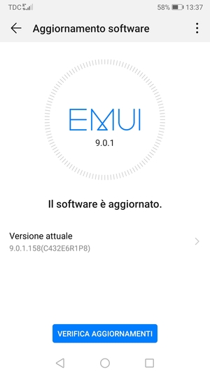 Se il tuo telefono è aggiornato, vedrai la seguente schermata