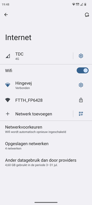 U bent nu verbonden met het WiFi-netwerk