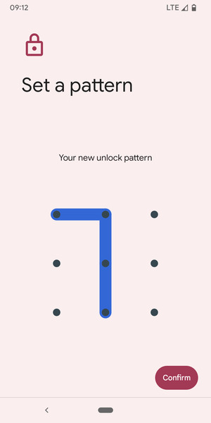 Draw the unlock pattern again and select Confirm