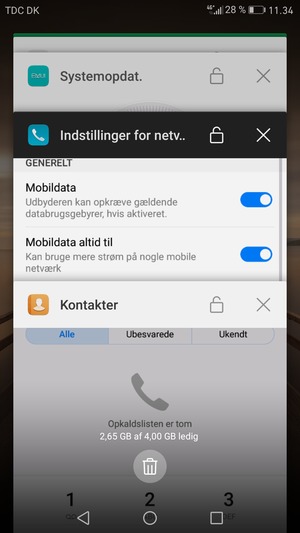 Vælg Slet-ikonet for at lukke alle åbne apps