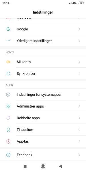 Vend tilbage til menuen Indstillinger og vælg Synkroniser