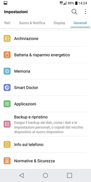 Scorri e seleziona Info sul telefono