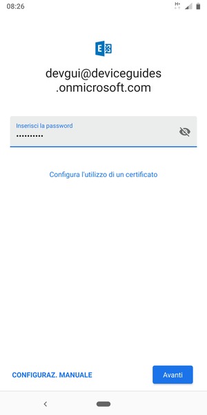 Inserisci la tua password e seleziona CONFIGURAZ. MANUALE