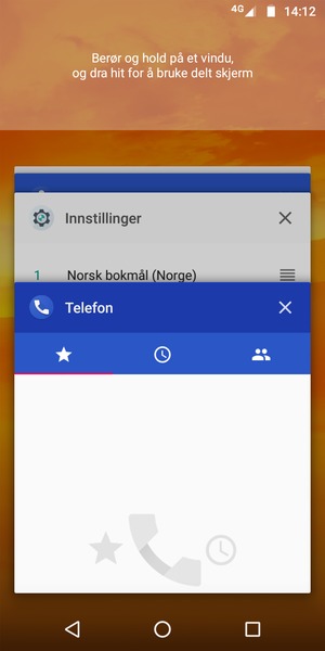 Dra apper til høyre for å lukke dem