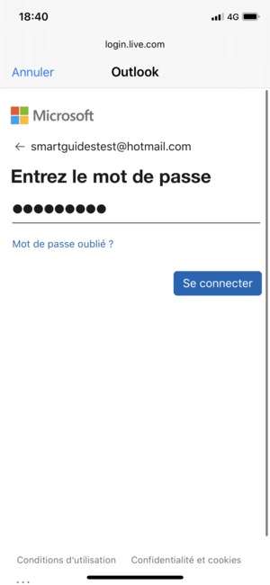 Saisissez votre mot de passe et sélectionnez Se connecter