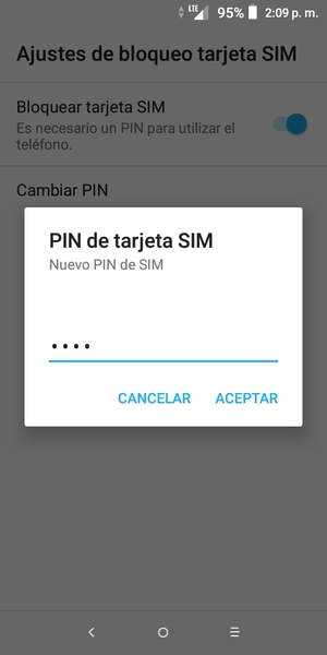 Introduzca su Nuevo PIN de SIM y seleccione ACEPTAR