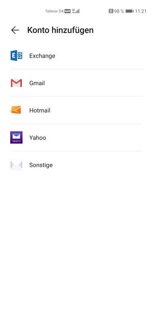 Wählen Sie Hotmail