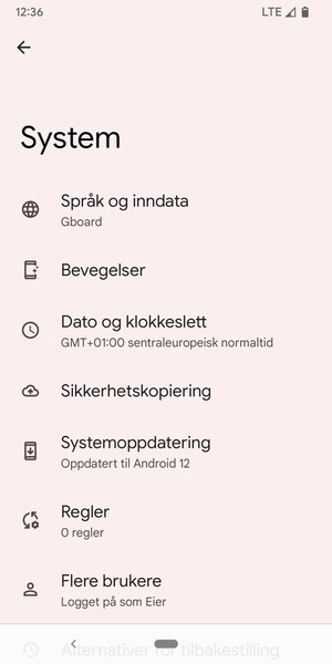 Velg Systemoppdatering