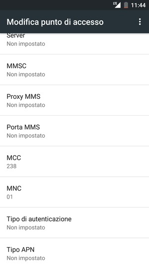 Scorri verso il basso e inserisci le informazioni di internet