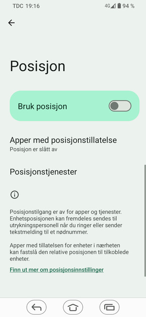 Slå av Bruk posisjon