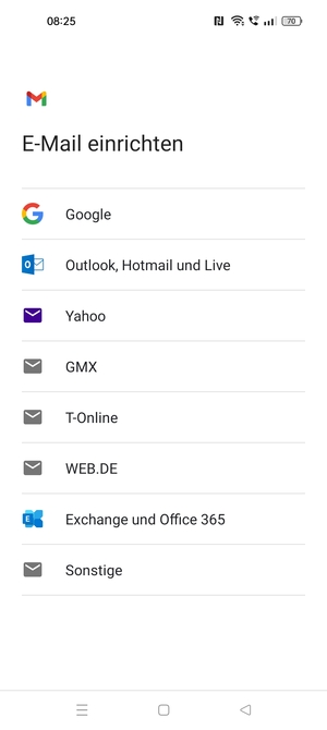 Wählen Sie Google