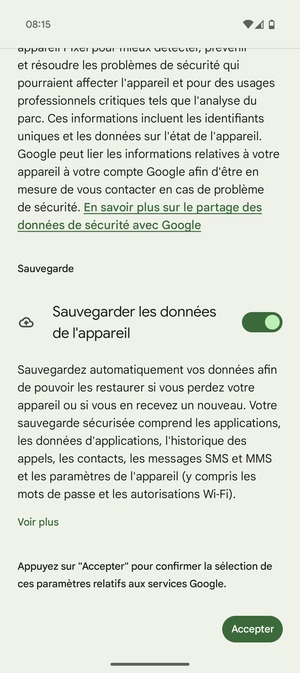 Sélectionnez Accepter