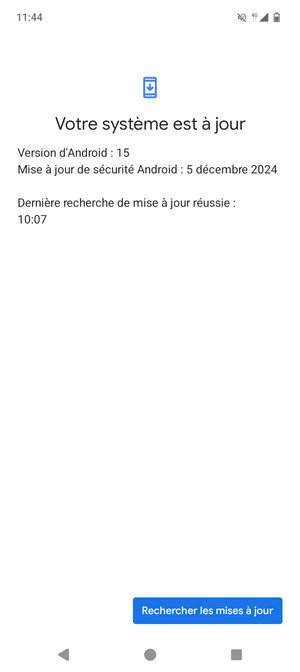 Si votre téléphone est à jour, vous verrez l'écran suivant